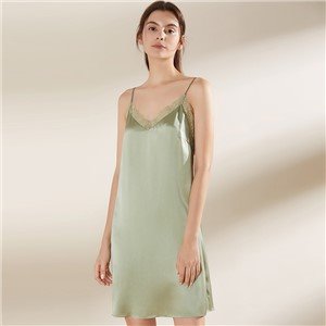 Ladies’ 100% Silk Sexy Slip with Lace