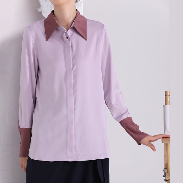 V-Neck Pink Long Sleeve Blouse with Belt
