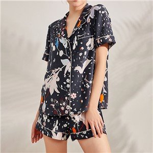 Girl Solid Breathable Sleepwear Custom Casual Loungewear Women Short Summer 2 Pieces Pajama Sets Korean Pajama Set