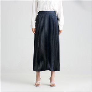 Women Chiffon Solid Elastic Waist Tie Pleated Skirt