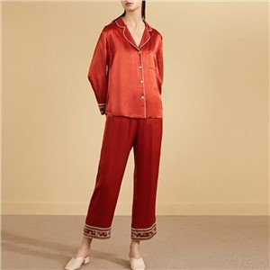 Custom Design Half-Long Sleeve Sleep Wear Winter Women 100% Silk Pajamas