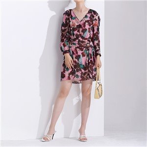 Hot Custom Fashion Girls Short Sleeves Dress with Full Printed