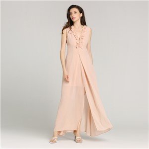 Lace Band Pink V-Neck Cami Slip Slim Nightgown Summer Sleeveless Sleep Dresses Summer Nightdress for Women Lady
