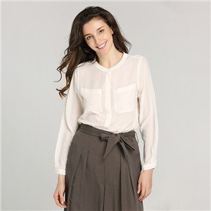 Ladies Viscose Spandex Top Long Tape Blouse Short Sleeve Suitable Shirt for Women