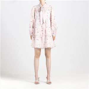 Light Pink Ladies’ Printed Casual Short Dress