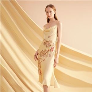 Long with Flowers Colors Slip Dress Breathable Fashionable High Quality Blend Colorful 100% Pure Cotton Boutique Dress