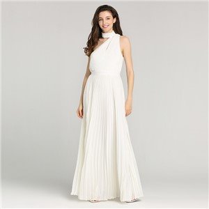 Single Shoulder Sleeveless Pleated Prom Dress