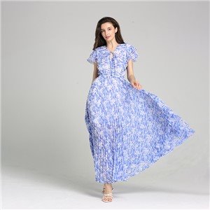 Fashion Evening Maxi Floral Chiffon Front Split Women Dress