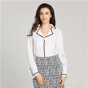 Shinny Dots Printing Knitted Blouse Ladies Long Sleeves Shirt V Neck Top