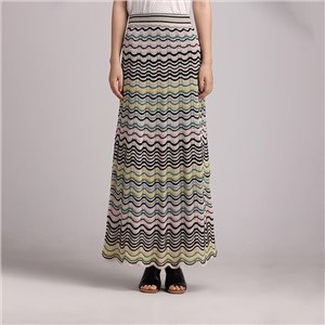 Metallic Plisse Elasticized Waist Long Women Skirt