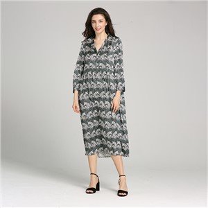 Women’s Silk Long Sleeves Loose Shirt Dress