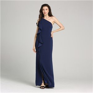 Luxury Beading Evening Dresses Backless Bridal Prom Dress Sexy Split Celebrity Runway Dress blue Chiffon Spaghetti Straps