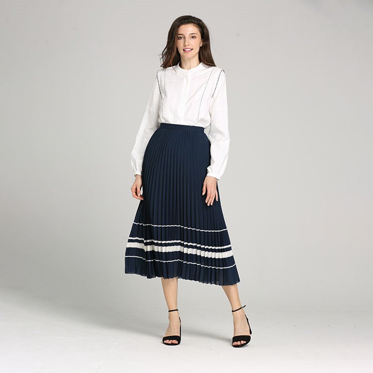 Fashion Monochrome Floral Print High Waist Maxi Skirt