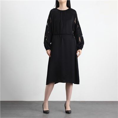 Black Long Sleeve Round Neck Dress