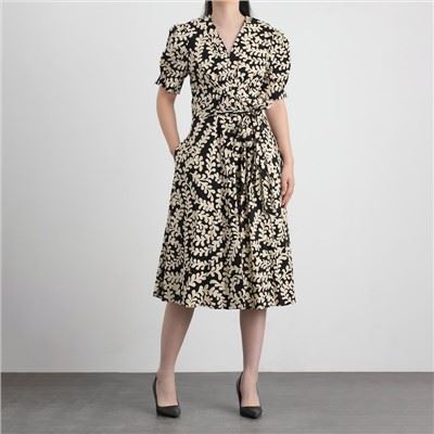 Women's Black Sammie Leaf Print Dress